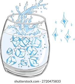 Ilustración Vector de agua con cubitos de hielo espumosos - Formato EPS