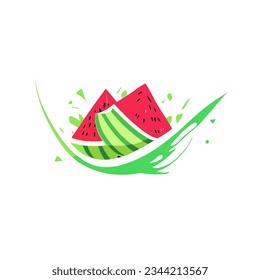 illustration vector watermelon with splash