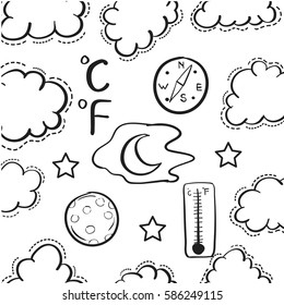 Illustration vector of weather doodle set