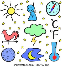 Illustration vector of weather doodles