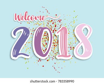 illustration vector of welcome 2018 abstract background with ultra violet color tone