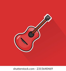 Illustration Vector of White Acoustic Guitar in Flat Design