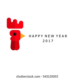 Illustration vector white chicken head icon on Chinese new year card banner with white background flat style.