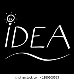 Illustration vector of white curve hand writing idea word on black background 