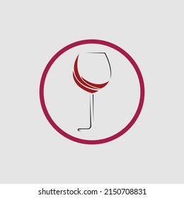 illustration vector of wine logo design template on gray background