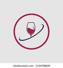 illustration vector of wine logo design template on gray background