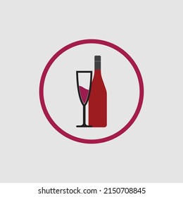 illustration vector of wine logo design template on gray background