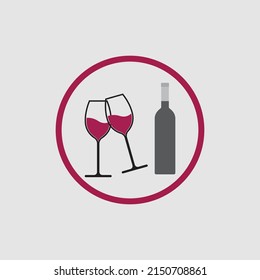 illustration vector of wine logo design template on gray background