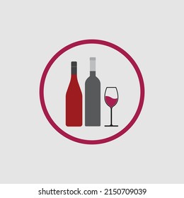 ilustración vector de la plantilla de diseño del logotipo del vino sobre fondo gris