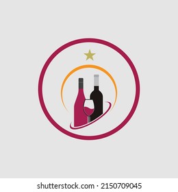 illustration vector of wine logo design template on gray background