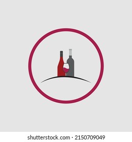illustration vector of wine logo design template on gray background