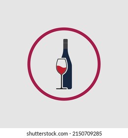 illustration vector of wine logo design template on gray background