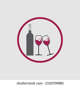 Vektorgrafik der Design-Vorlage für das Weinlogo auf grauem Hintergrund