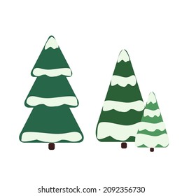ilustración vectorial de árboles de navidad de invierno en la nieve 