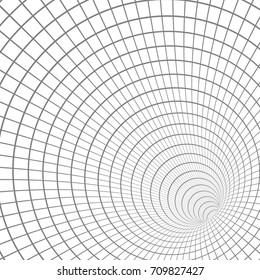 Illustration of Vector Wireframe Tunnel Vortex Illusion Technology Background