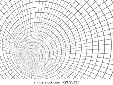 Illustration of Vector Wireframe Tunnel Vortex Illusion Technology Background