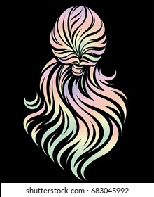 illustration vector of women long hairstyle, woman's back hair color on black background