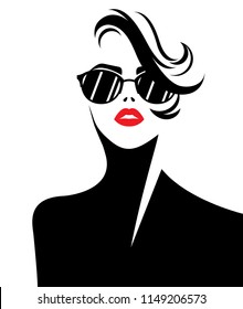 illustration vector of women silhouette icon, fashion style on white background