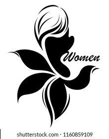 illustration vector of women silhouette icon, women face logo on white background