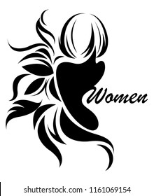 illustration vector of women silhouette icon, women face logo on white background