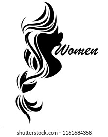 illustration vector of women silhouette icon, women face logo on white background