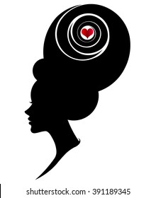 illustration vector of women silhouette icon, women face logo on white background