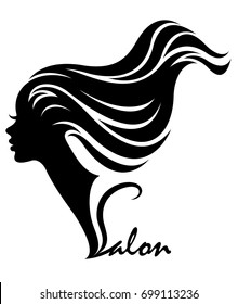 illustration vector of women silhouette icon, women face logo on white background