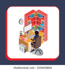 Illustration vector of women working in room 