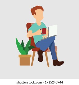 Ilustración vectorial del trabajo desde el hogar
