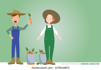 illustration vector of working farmer 
 character