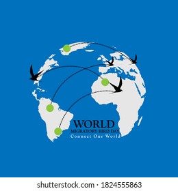 illustration vector for world migratory bird day  concept. bird connect our world. eps 10