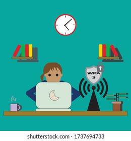 Illustration Vector: WPA3 security wireless fidelity