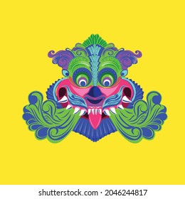 illustration and vector of Yali, its a mythical creature seen in many Hindu temples