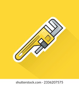 Illustration Vector of Yellow Pipe Wrench in Flat Design