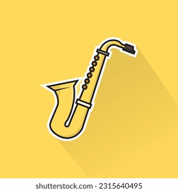 Illustration Vector of Yellow Saxophone in Flat Design