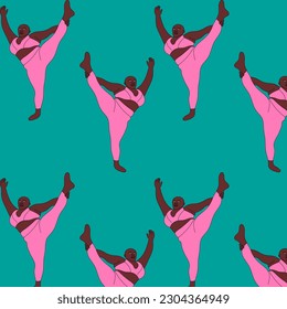 illustration vector yoga plus size model fat pose pose back girls swimsuit background print sketch drawing black and white lines set pattern sport asana decorative shape standing pose figure pink 