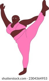 illustration vector yoga plus size model fat pose pose back girls swimsuit background print sketch drawing black and white lines set pattern sport asana decorative shape standing pose figure pink 