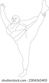 ilustración muchacha toasty yoga sport asana fondo naranja sonrisa boceto blanco negro dibujo de dibujos de arte forma decorativa de pie pose figura púrpura rosa