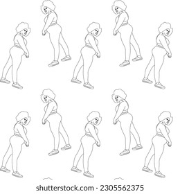 ilustración muchacha toasty yoga sport asana fondo naranja pose sonrisa dibujo de arte blanco negro más tamaño marca de impresión mujer