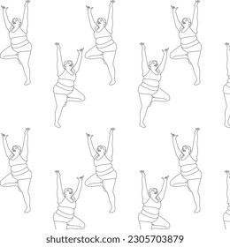 Illustratormädchen Toastyoga Sport asana orangefarbener Hintergrund Smile, schwarze, weiße Sketch-Kunstdruckzeichnung und Größe der Frau 