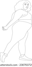 illustration vector yoga plus size model fat pose pose back girls swimsuit background print sketch drawing black   white lines set pattern sport asana decorative shape standing pose figure pink 