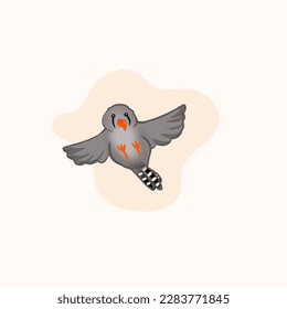 an illustration vector of Zebra Finch female bird grey with black tears under eyes cute 