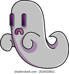 Illustration Vectorized Cute Ghost Purple Eyes Stock Vector (royalty 