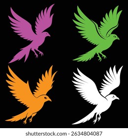 illustration vectors bird design , Sparrow Silhouette ,color full bird art design 