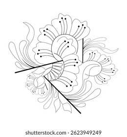  Uma ilustração de um vetor diferentes tipos de flores em linha contínua estilo de desenho de arte.