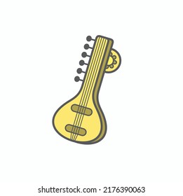 illustration of veena music intrument, india instrument, vector art.