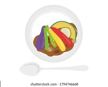 Illustration of vegetable curry rice.