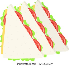 Illustration of vegetable sandwich.
Food illustration.