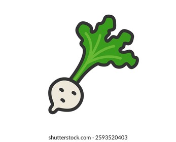 Illustration of a vegetable turnip icon (line drawing color).