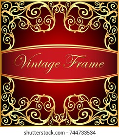 illustration vegetable winding gold pattern frame